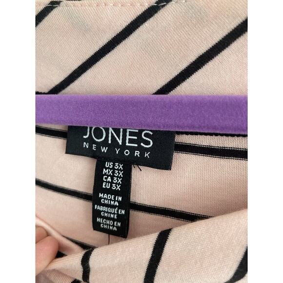 Jones New York Women 3X Pink Striped Boat Neck Tunic Button Accent Sailor - Picture 3 of 12